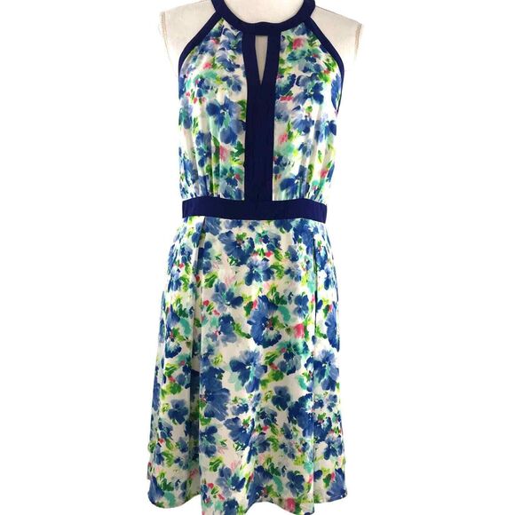 Adelyn Rae Strappy Fit & Flare Cocktail Party Dress Blue Floral Size Medium - Picture 3 of 12